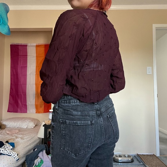 Sheer long sleeve crop top - Picture 3 of 3